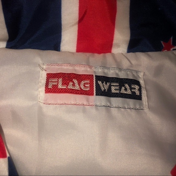 VTG 90s Flag Wear Red White & Blue Multi Flag Full Zip Windbreaker Oversized M - Picture 3 of 8